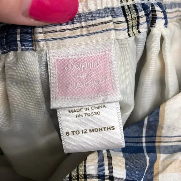 Janie and Jack skirt ivory & blue plaid silk blend size 6-12 months - Picture 3 of 9